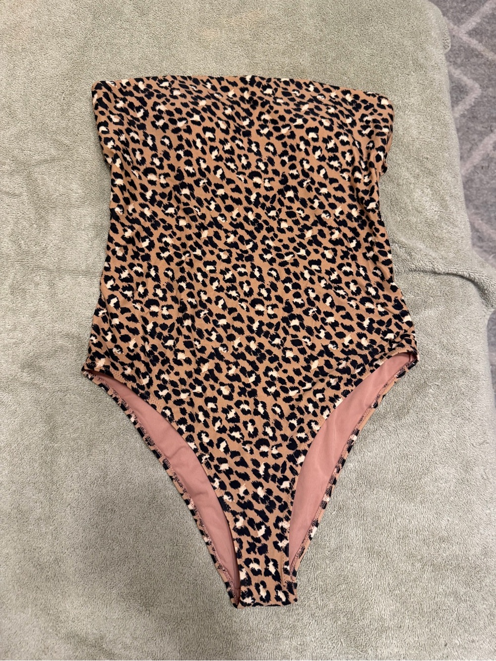 aerie Leopard Print One-Piece cheeky Swimsuit in Tan and Black